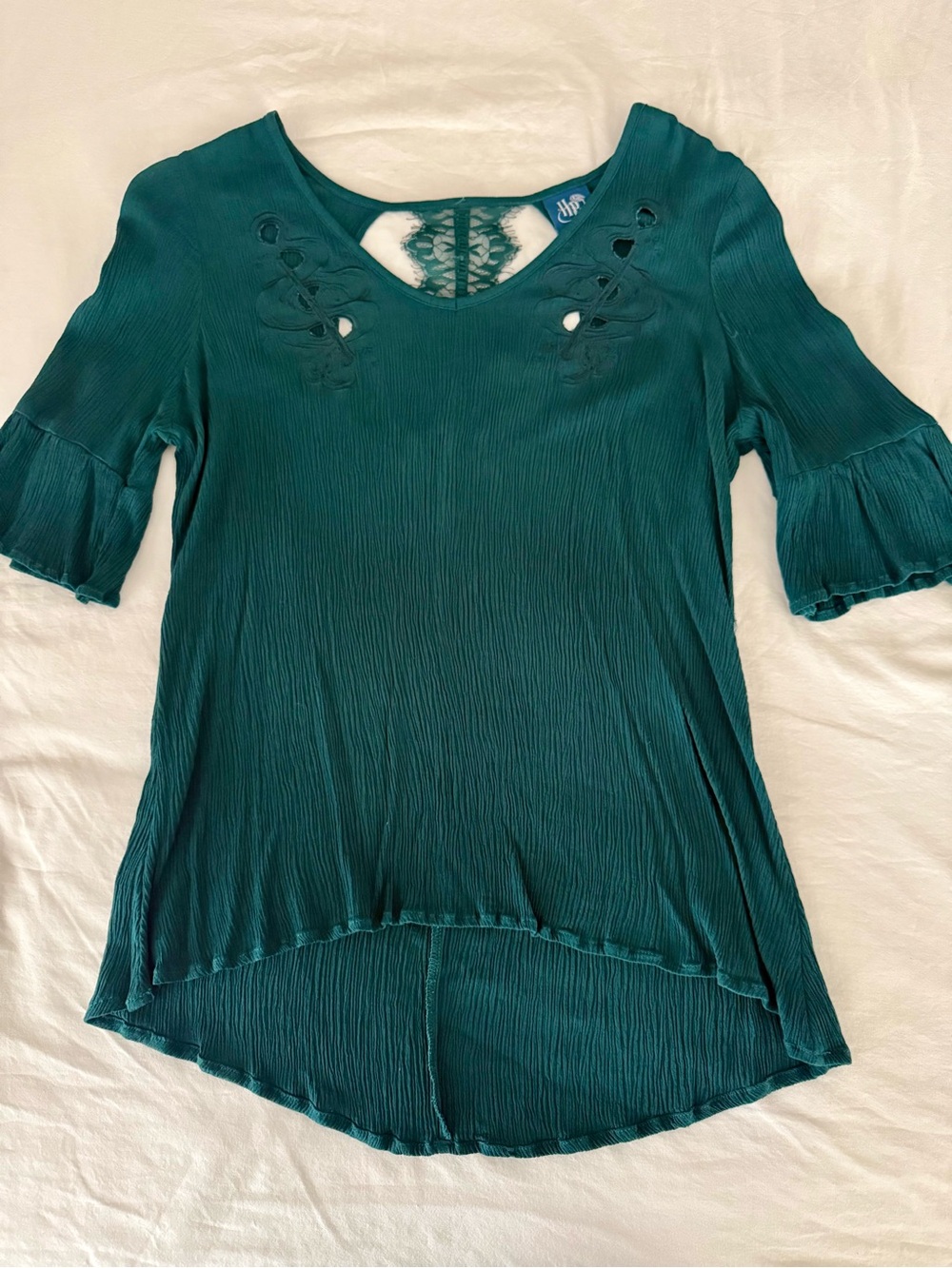Harry Potter BoxLunch Wands Fashion Top Teal Lace Back Blouse XL